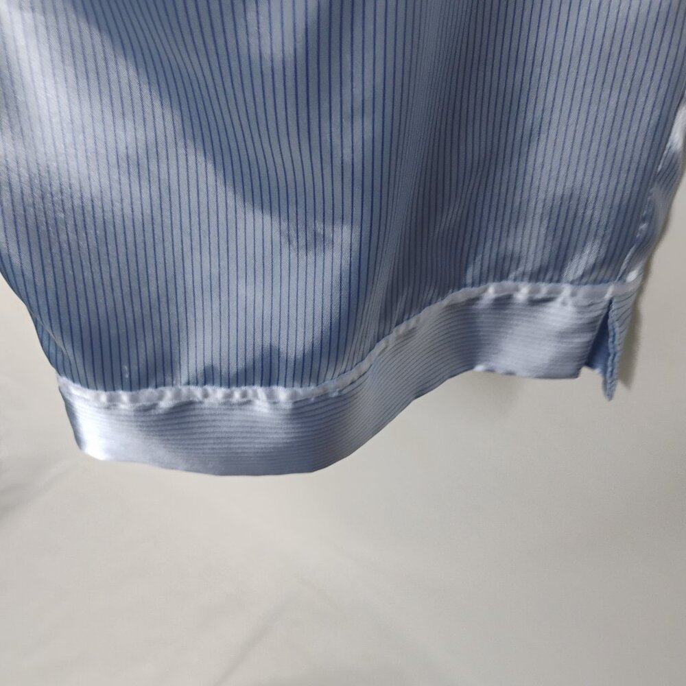Secret Treasures Pajamas Blue Stripe Satin Button Up Collar Crop Wide Pants 2X - Picture 8 of 12